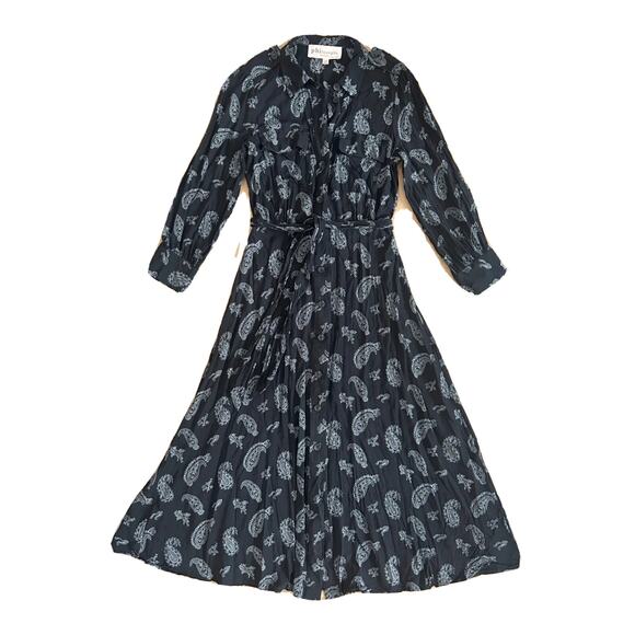 Philosophy Black / White Paisley Collared Long Sleeve Maxi Shirt Dress Size XS - Picture 1 of 11